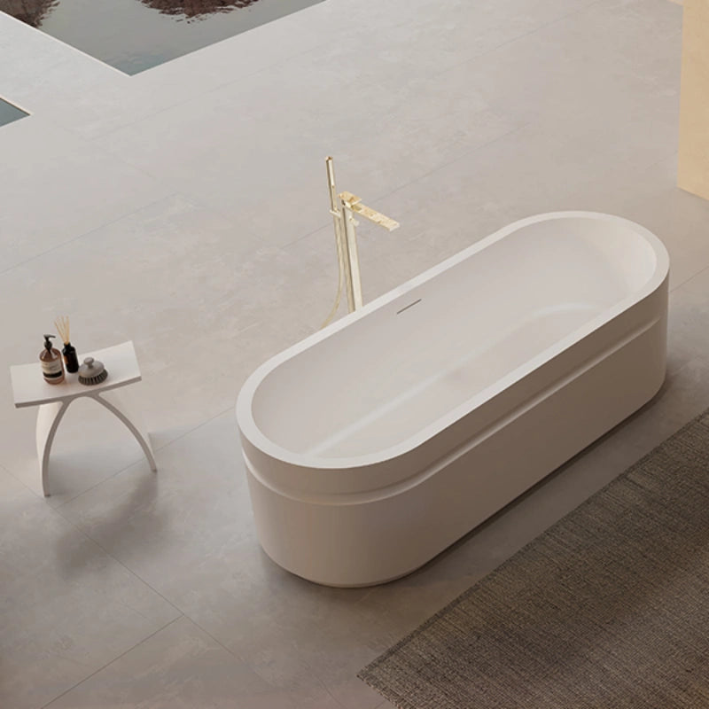 Luxury matte white stone freestanding bathtub for modern bathroom