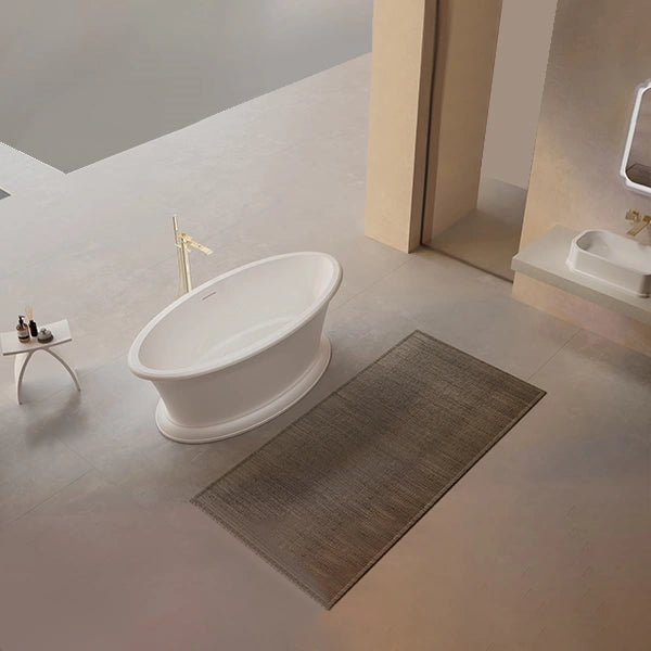 White solid surface freestanding soaking tub with concealed internal drain by MonBlari