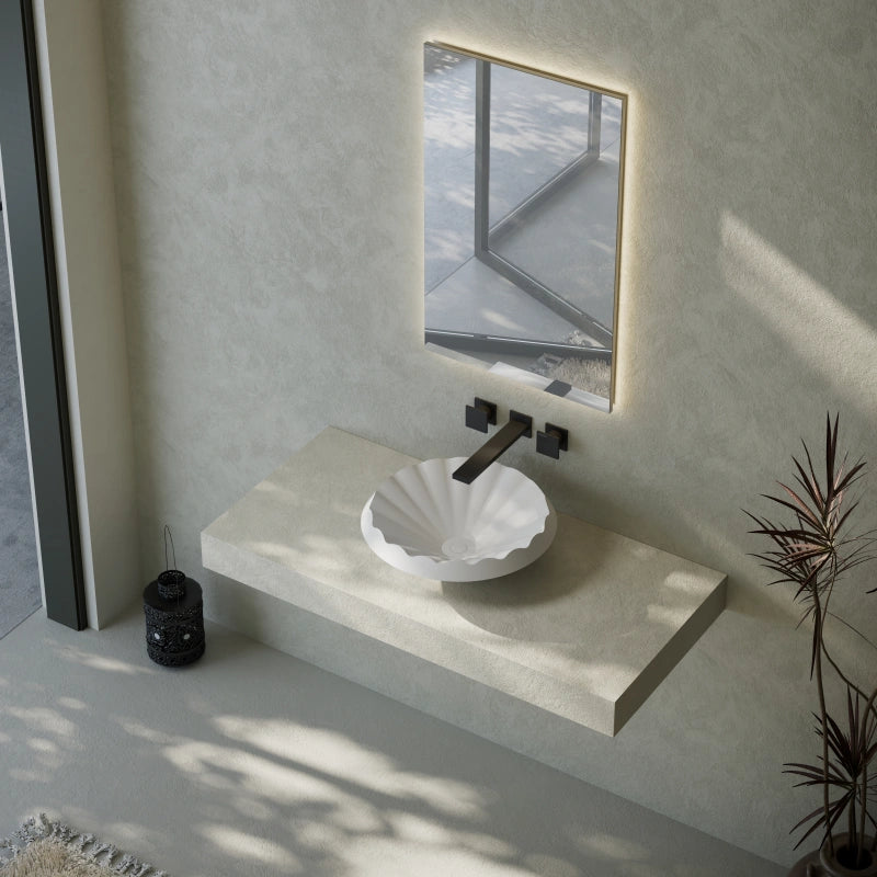 Solid Surface Ruffle Vessel Bathroom Sink