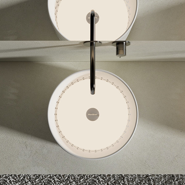 Luxury matte white solid surface vessel sink for contemporary bathroom vanity