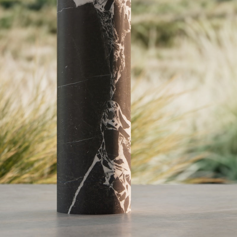 STRATA Series freestanding pedestal basin with black marble texture