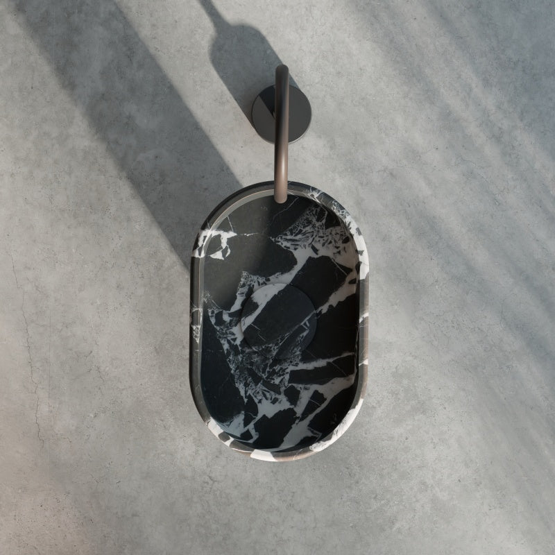 STRATA Series dark marble pedestal bathroom basin