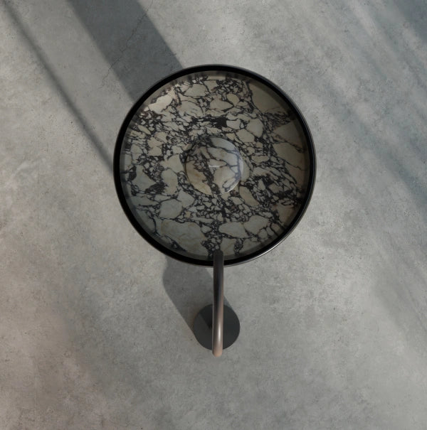 Layered natural marble bathroom basin with transparent element