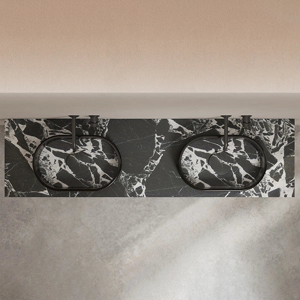 MonBlari STRATA black marble countertop basin with clear acrylic