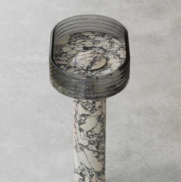 MonBlari STRATA marble bathroom sink featuring transparent layered design