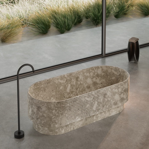 STRATA Series marble bathtub with central drain