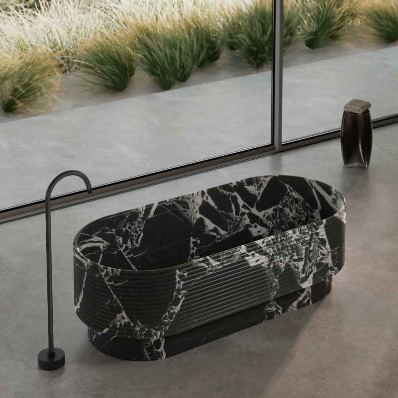 MonBlari marble-effect bathtub with center drain