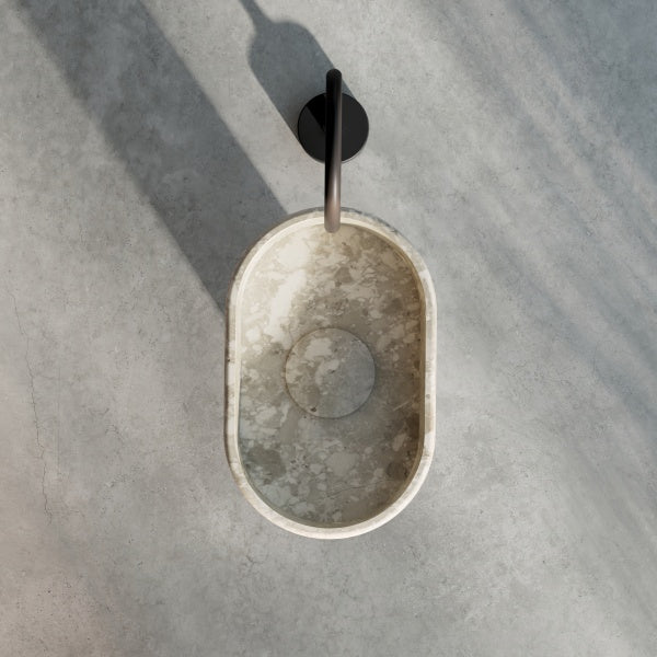 MonBlari Montage marble pedestal basin with natural stone veining