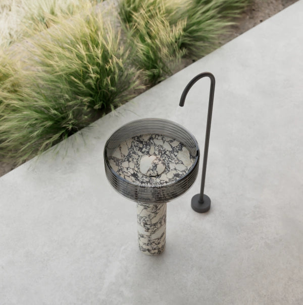 MonBlari STRATA marble pedestal sink with transparent detail