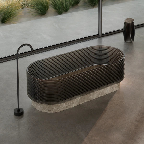 STRATA natural marble bathtub with transparent detail