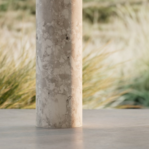 Natural marble floor standing bathroom sink with detailed pedestal