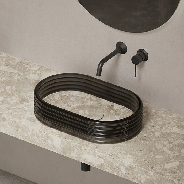 STRATA Series contemporary vessel sink with clear acrylic