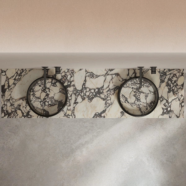 MonBlari STRATA marble countertop basin with transparent acrylic detail