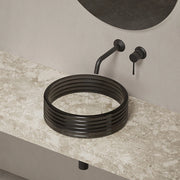 MonBlari STRATA Series vessel sink with sculptural marble texture