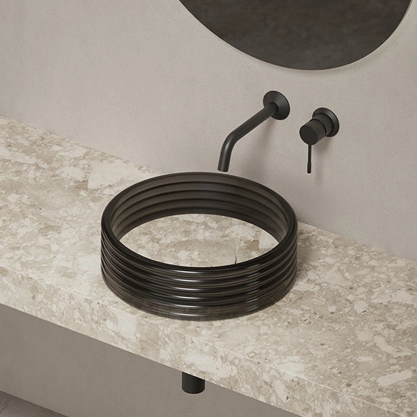 MonBlari STRATA Series vessel sink with sculptural marble texture