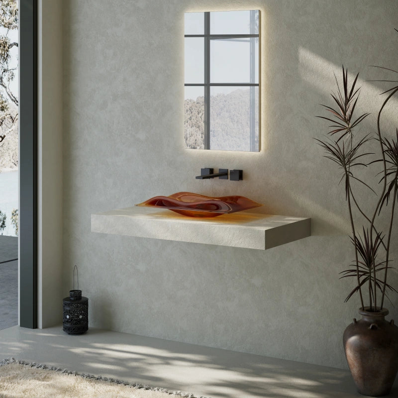 Luxury amber bathroom vessel basin for modern vanity countertop