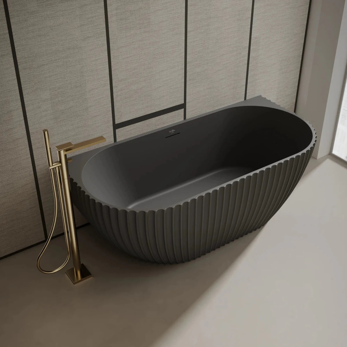solid surface bath featuring subtle linear texture and elegant curves