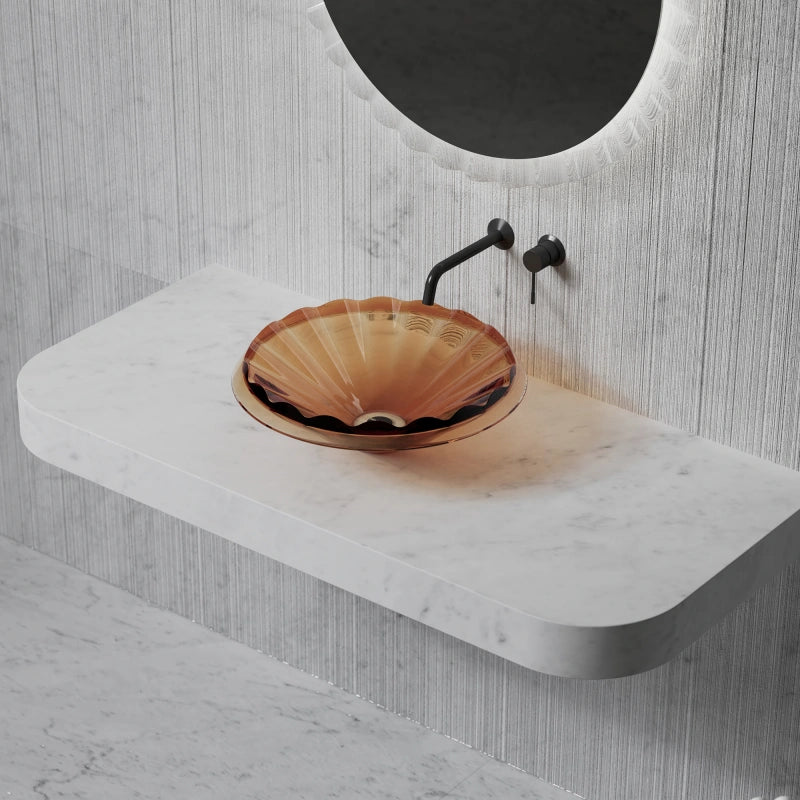 MonBlari transparent amber resin bathroom basin with clear finish