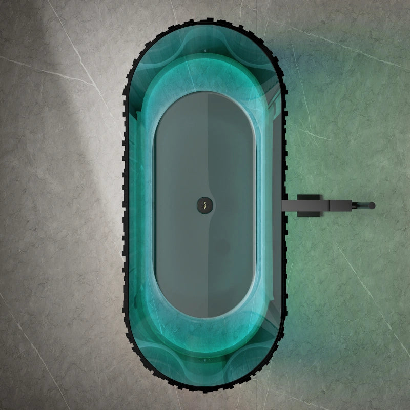 MonBlari 67 inch fluted freestanding bathtub with transparent resin design