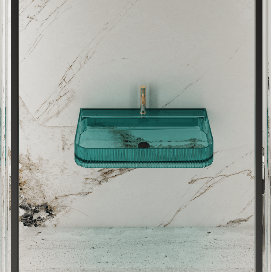 rectangular resin vessel sink transparent bathroom basin