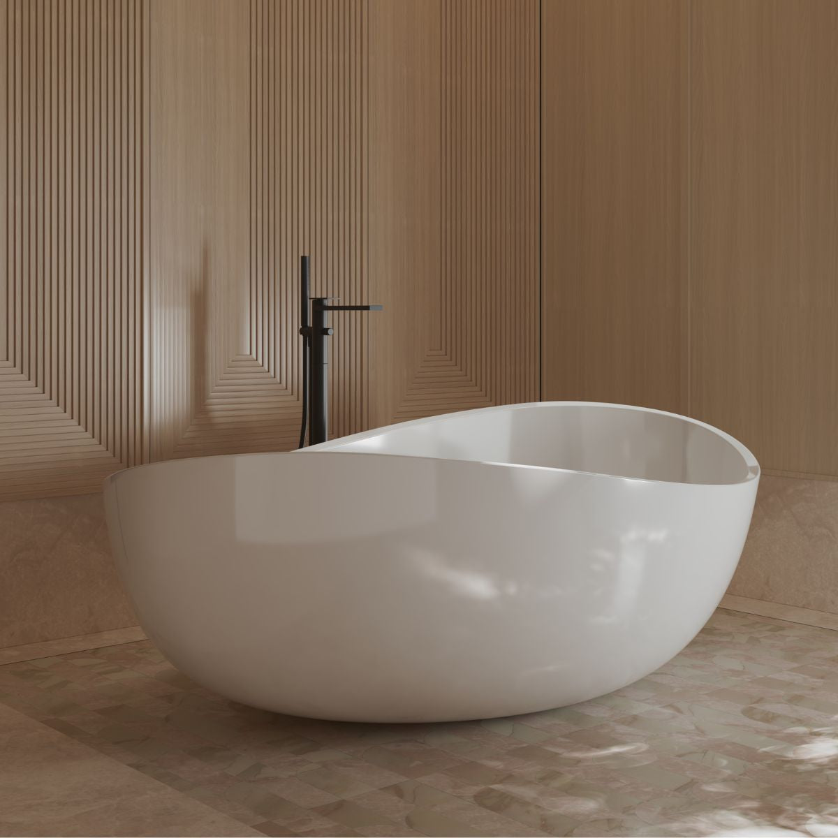 Monblari Modern Freestanding Acrylic Bathtub Soaking Bath Tub