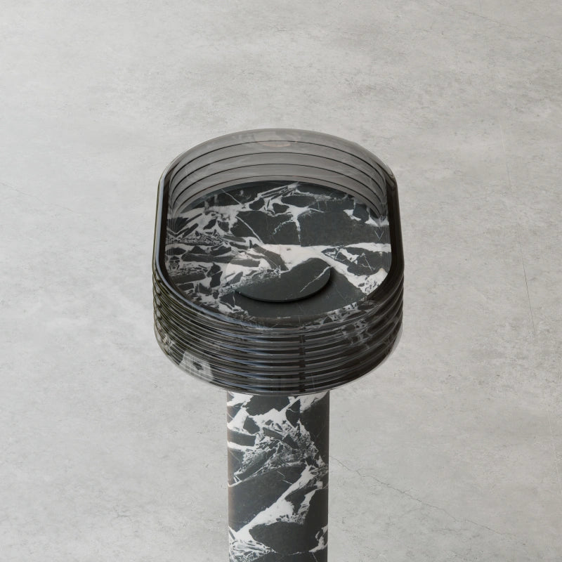 Luxury black marble pedestal sink with clear acrylic