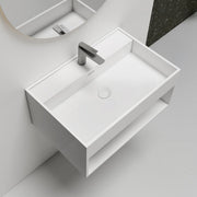 Premium white bathroom basin featuring a spacious rectangular and streamlined appearance