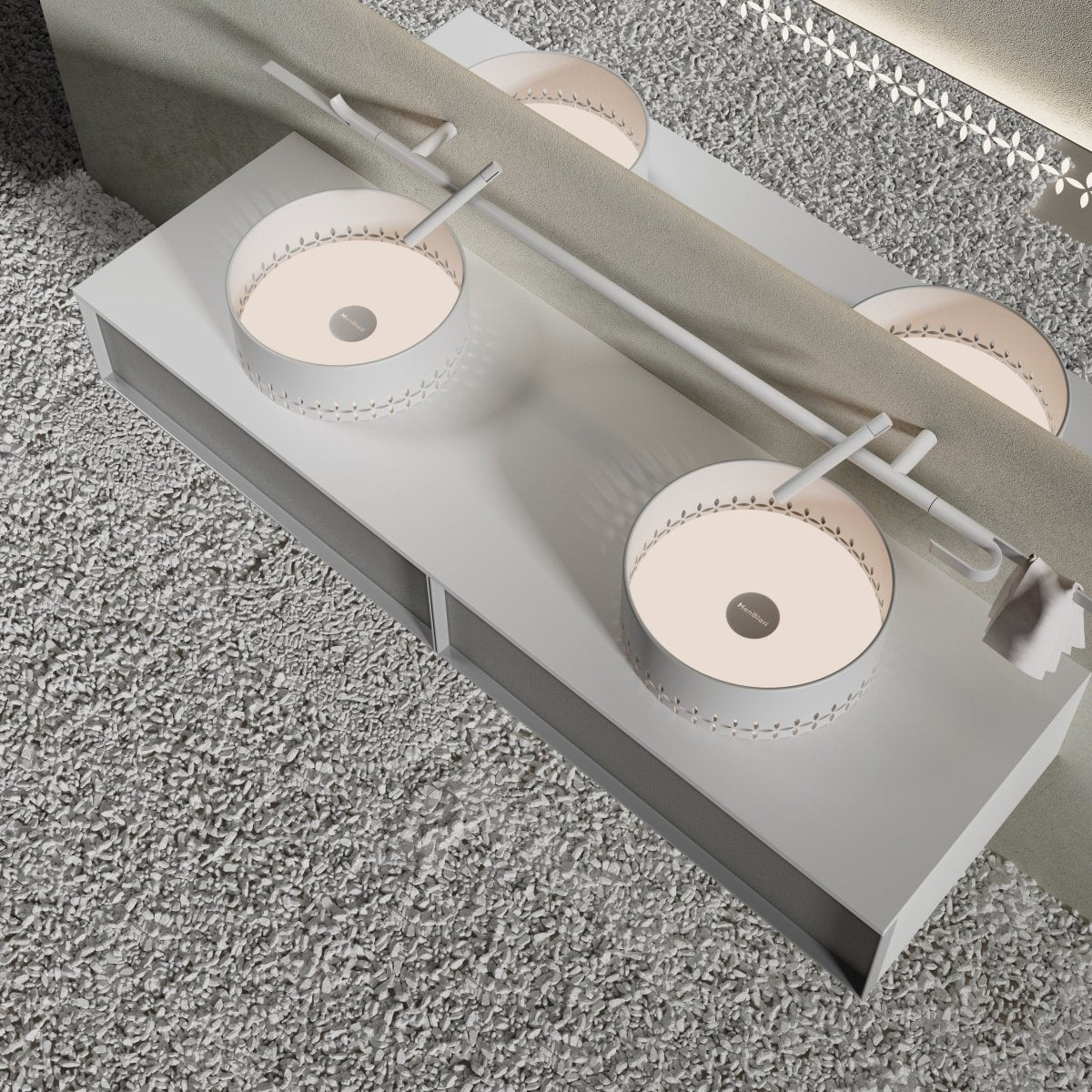 Linglong Series wall mounted bathroom vanity with storage space
