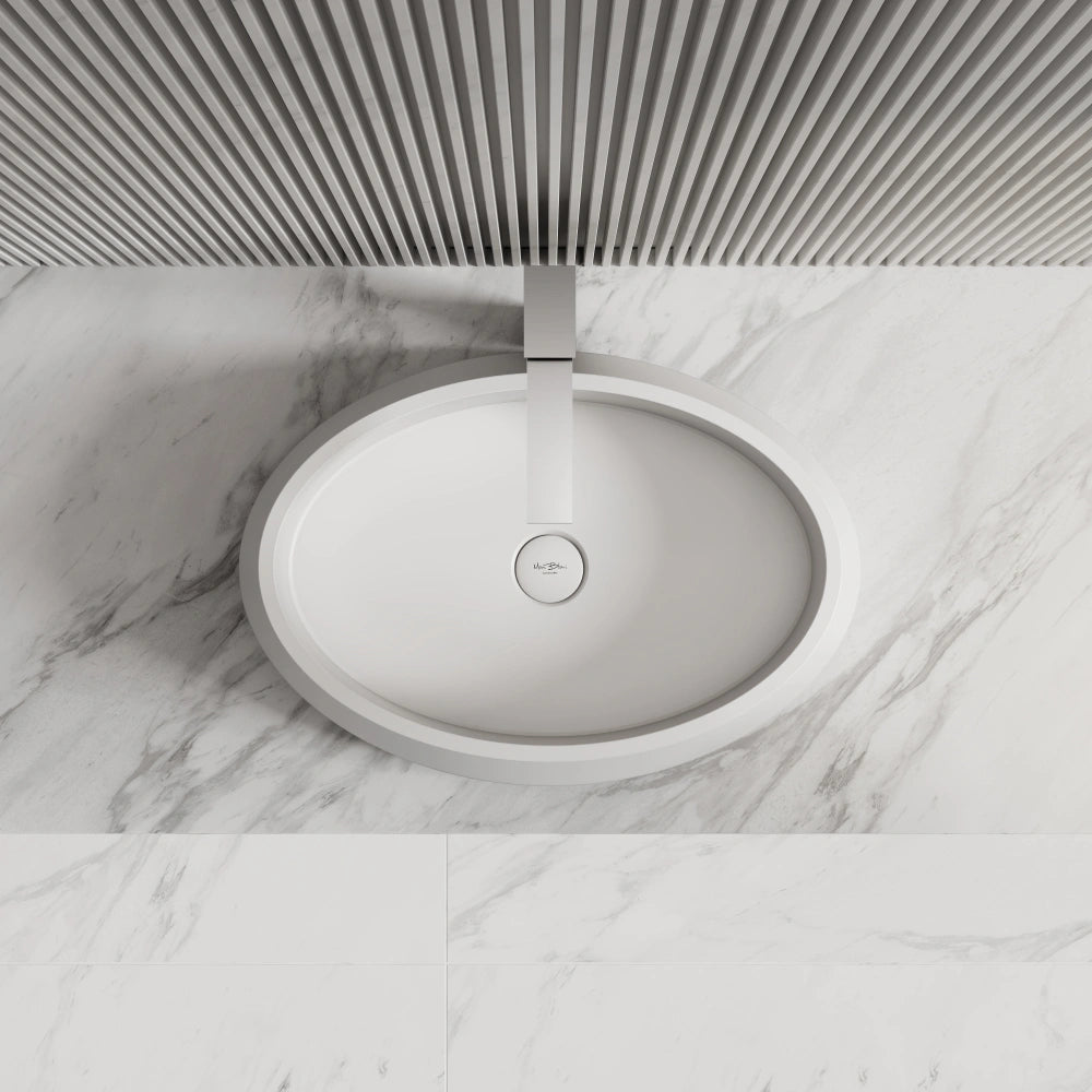 Matter white solid surface vessel sink with modern design