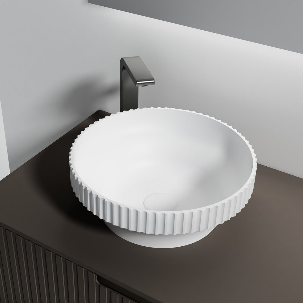 Modern white bathroom vessel sink for bathroom