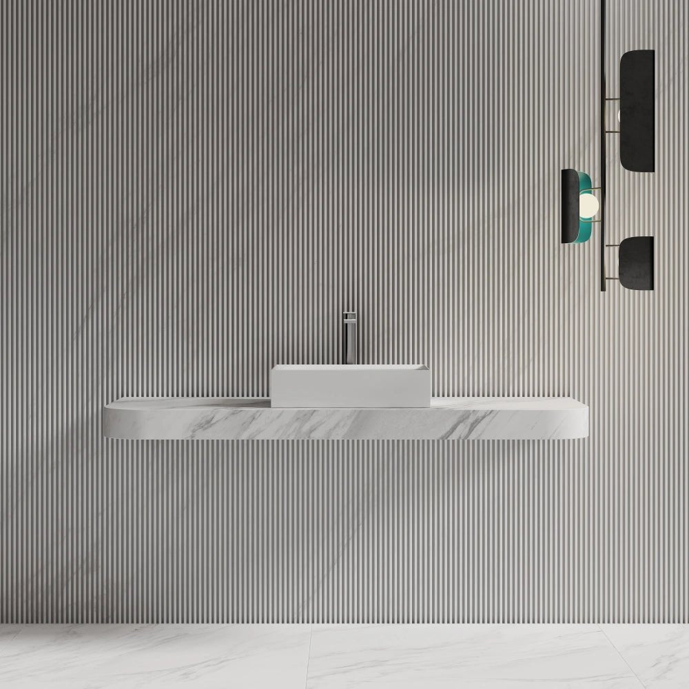 Matter white rectangular vessel bathroom sinks  
