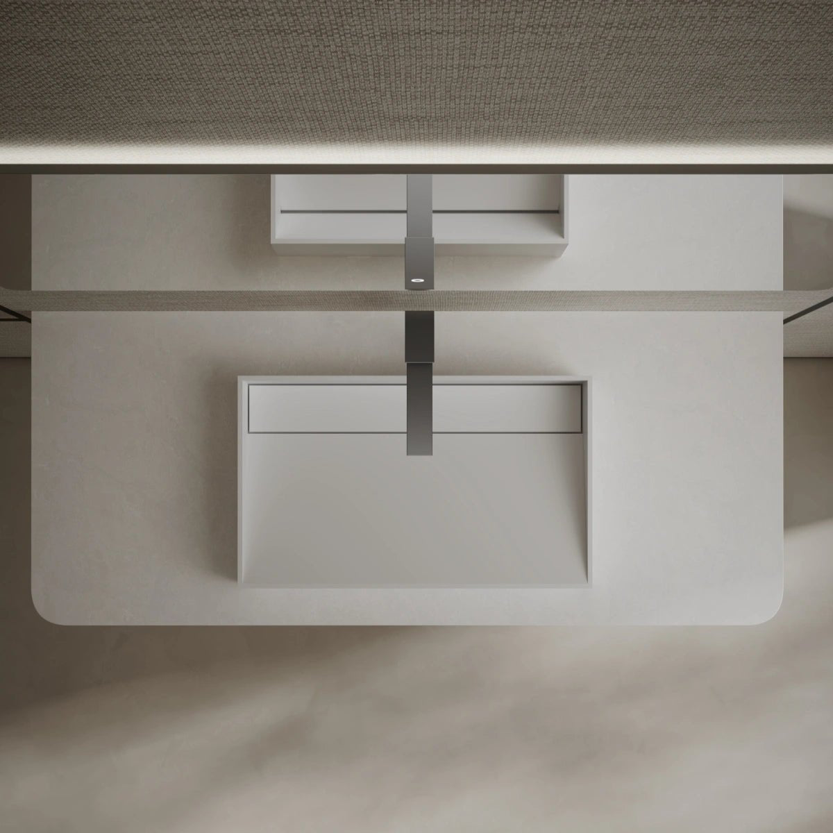 White rectangular bathroom sink front top view close-up