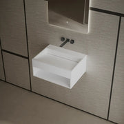 Matte white premium solid surface wall mounted bathroom vessel sink