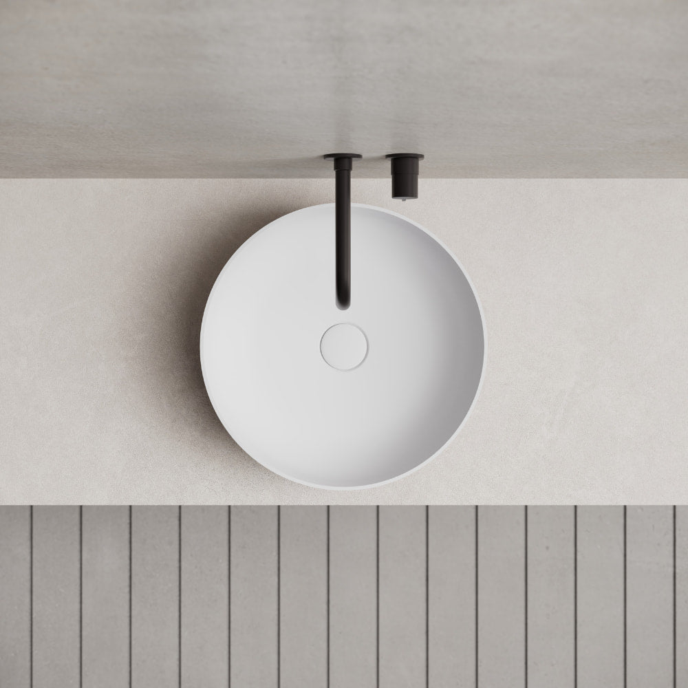 Matte white solid surface bowl sink for modern bathroom