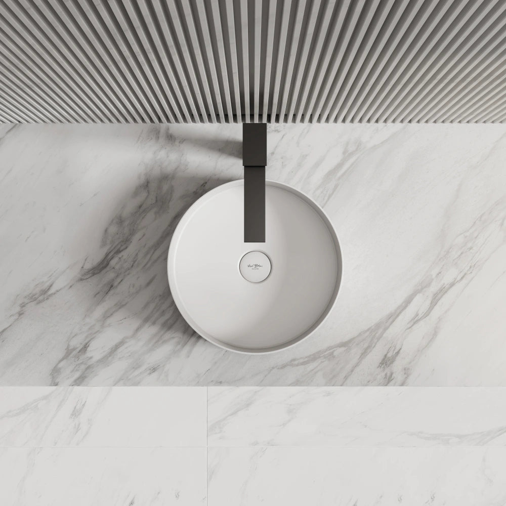 White round bathroom sink solid surface wash basin