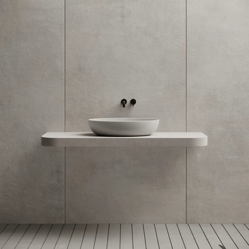 Modern bathroom solid surface matte white vessel sink