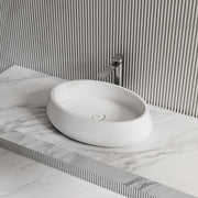 White oval solid surface sink modern style